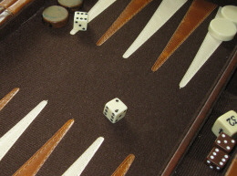 Dice on a backgammon board