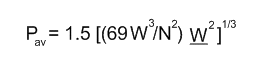 P-av = 1.5 [(69 W^3/N^2) <U>W</U>^2]^1/3
