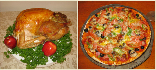 Picture of turkey and pizza